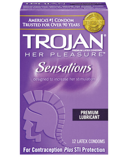 Trojan Her Pleasure Lubricated Condoms - Box Of 12