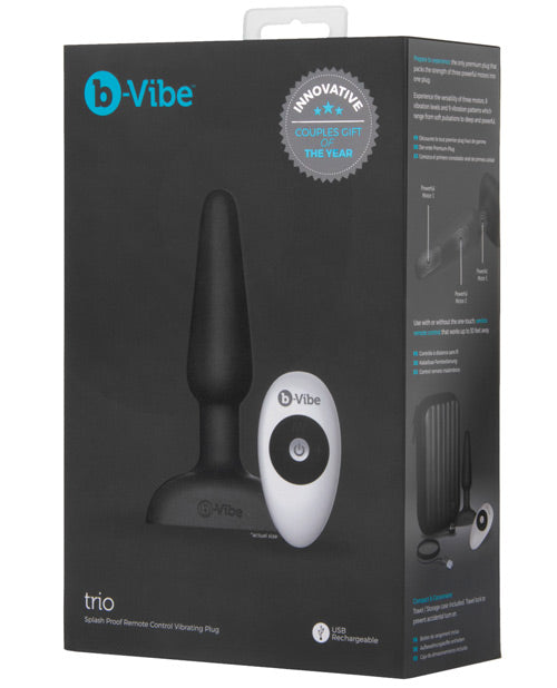 B-vibe Remote Trio Plug W-3 Motors - Black