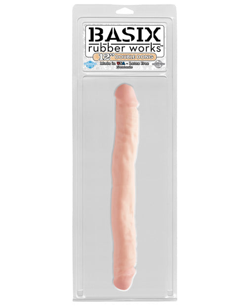 Basix Rubber Works 12" Double Dong - Flesh