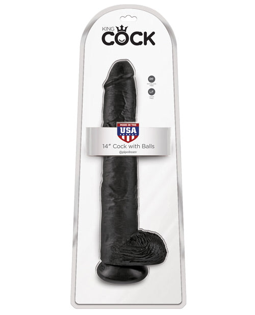 King Cock 14" Cock W-balls - Black