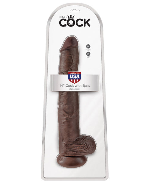 King Cock 14" Cock W-balls - Brown