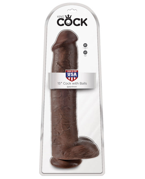 King Cock 15" Cock W-balls - Brown