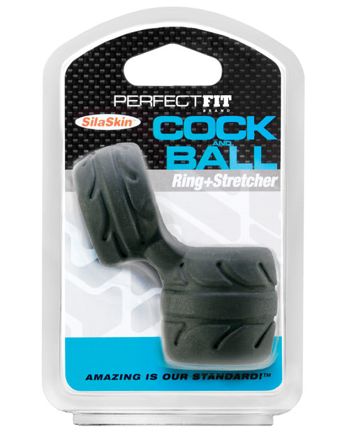 Perfect Fit Silaskin Cock And Ball Ring - Black