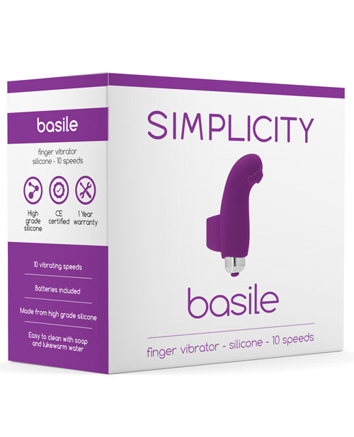Shots Simplicity Basile Finger Vibrator - 10 Speed Purple