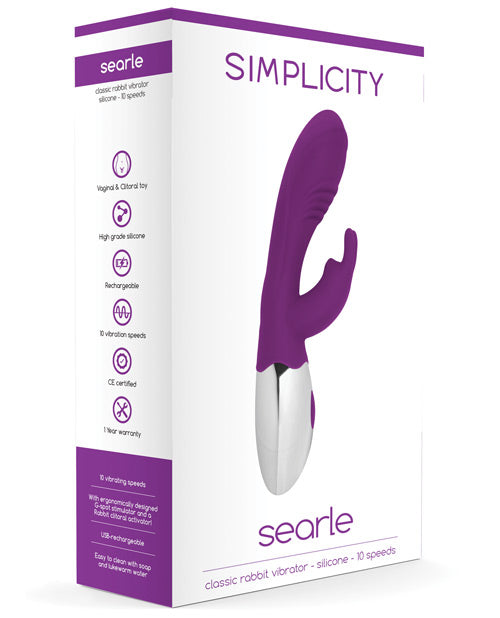 Shots Simplicity Searle Rechargeable Classic Rabbit Vibrator - 10 Speed Purple