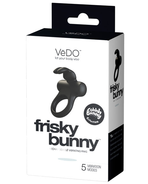 Vedo Frisky Bunny Rechargeable Vibrating Ring - Black Pearl