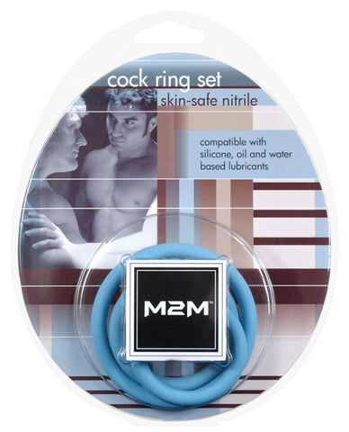 M2m Nitrile Cock Ring - Pack Of 3 Sky Blue