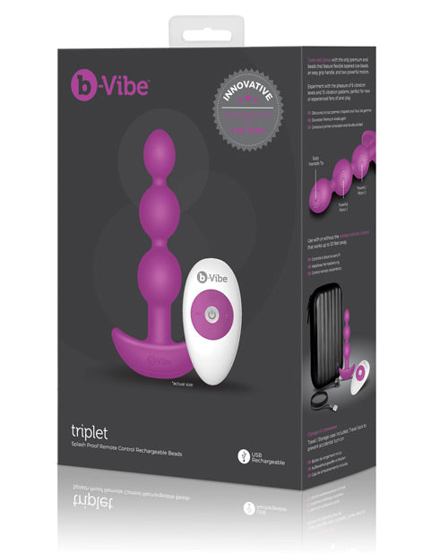 B-vibe Remote Triplet Anal Beads - Fuchsia