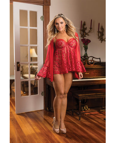 Lace Babydoll & Coat Red 3x