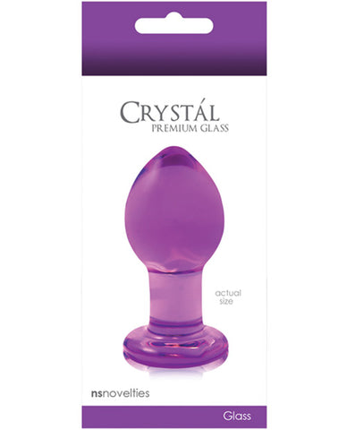 Ns Novelties Crystal Glass Butt Plug Medium - Purple