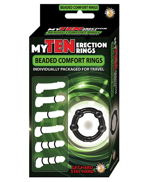 My Ten Erection Rings Beaded Comfort Rings - Black