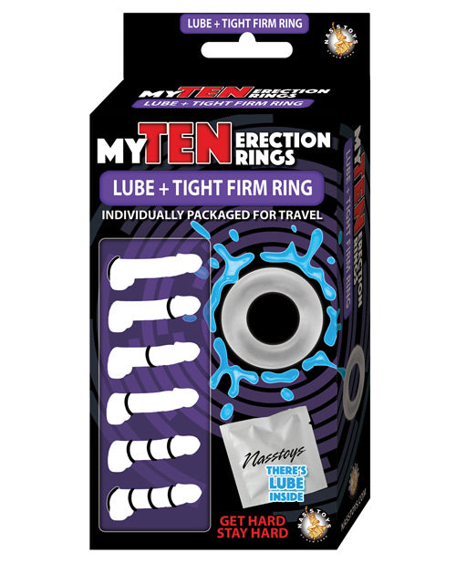 My Ten Erection Rings Lube + Tight Firm Ring - Clear