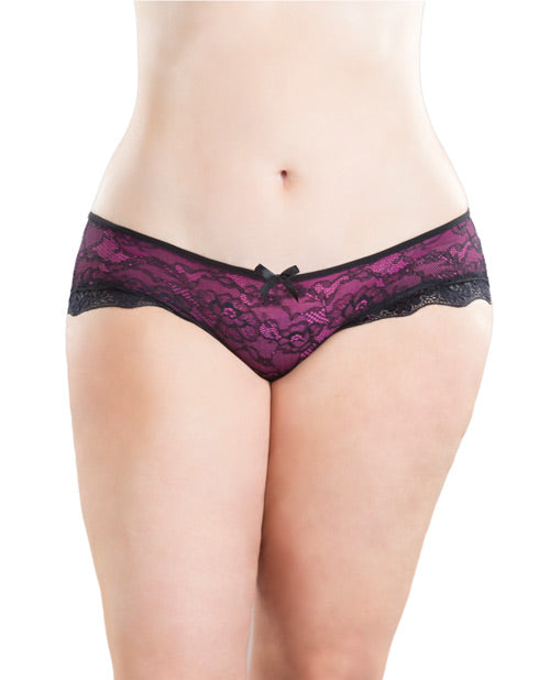 Cage Back Lace Panty Black-hot Pink X-l