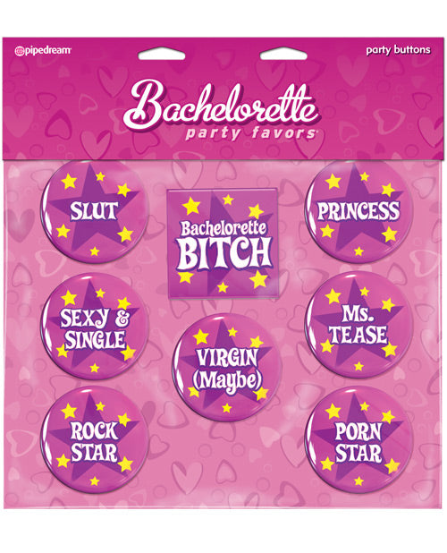Bachelorette Party Favors Buttons - 8 Asst. Sayings