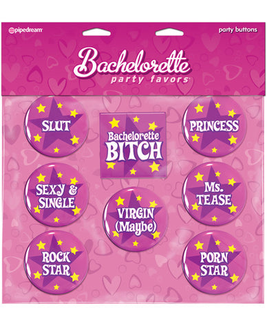 Bachelorette Party Favors Buttons - 8 Asst. Sayings
