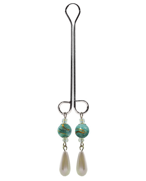 Clit Clamp Double Loop W-pearls & Green Beads