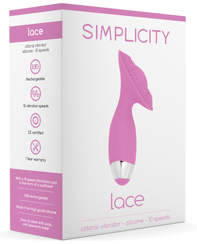 Shots Simplicity Lace Rechargeable Clitoral Vibrator - 10 Speed Pink