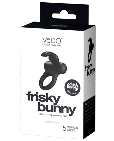 Vedo Frisky Bunny Rechargeable Vibrating Ring - Black Pearl